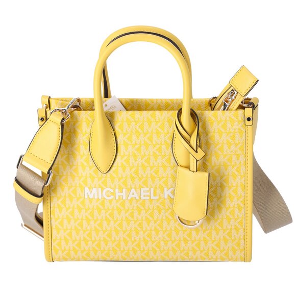 Michael Kors Mirella Small Top Zip Crossbody Bag Golden Yellow MK Signature - Picture 1 of 4